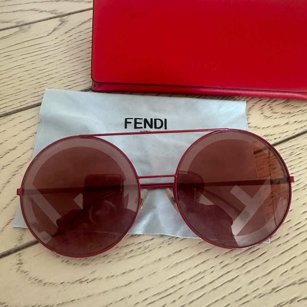 Fendi Burgundy Round Sunglasses